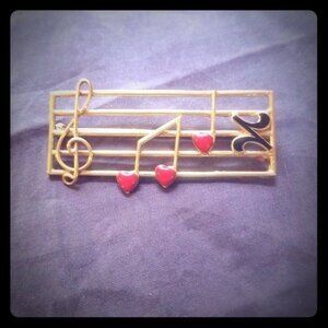 14k Music Lovers Enamel Vintage Brooch